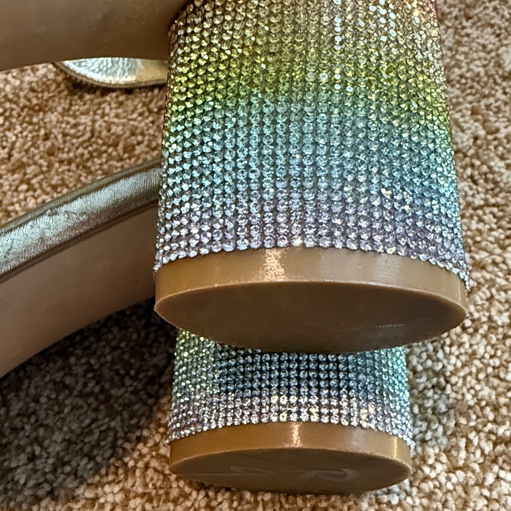 Jeffrey Campbell Laura Pastel Multi Crystal Block Heel Ankle Strap Shoes (8.5) - Picture 12 of 12